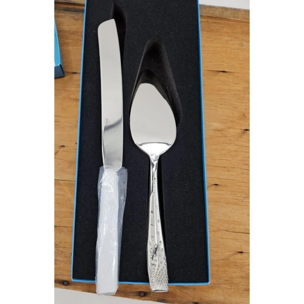 New Nambe Dazzle Cake Knife and Server Set 18/10 Stainless Steel